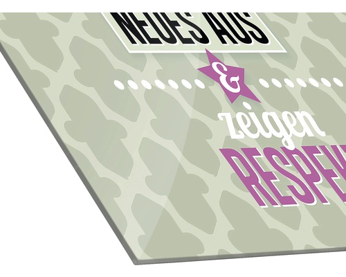 Dekorplatte mit dem Schriftzug Neues aus & zeigen Respekt