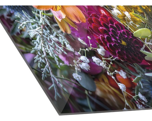 Nahaufnahme eines Acrylglasbildes mit Blumenmotiv