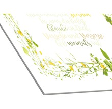 Dekorative Tafel mit Pflanzenmotiv und inspirierendem Spruch