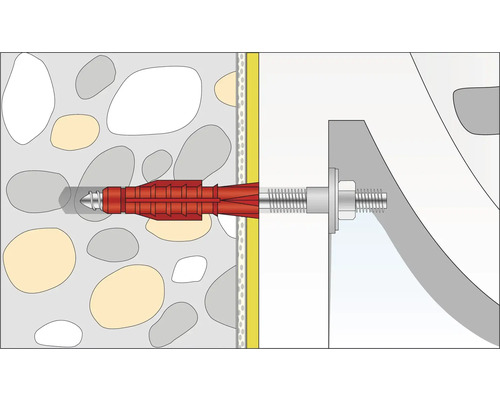 Illustration einer Dübelbefestigung in einer Wand
