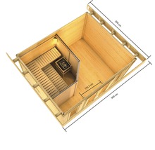 Saunahaus Karibu Nordina inkl.9 kW Bio Ofen u.ext.Steuerung mit Vorraum und Holztüre mit Isolierglas wärmegedämmt