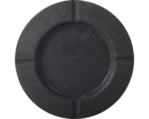 Schwarzer Pflanzkübel mit 37 Zentimeter Durchmesser und 33 Zentimeter Höhe