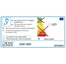 Energieetikett mit Informationen zur fest verbauten LED einer Leuchte