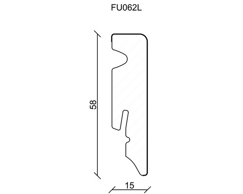 Profilleiste FU062L mit Maßangaben 58 x 15 Millimeter
