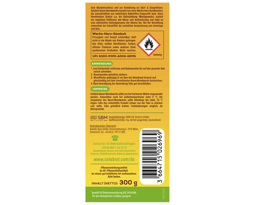 Solabiol Baum Wundwachs Informationen und Anwendungshinweise