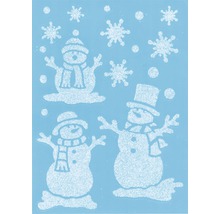 Illustration mit Schneemännern und Schneeflocken