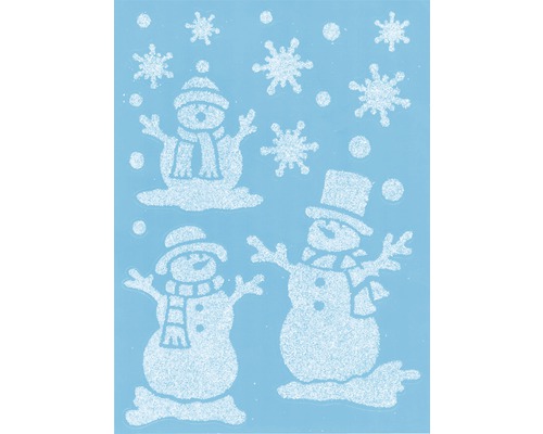 Illustration mit Schneemännern und Schneeflocken