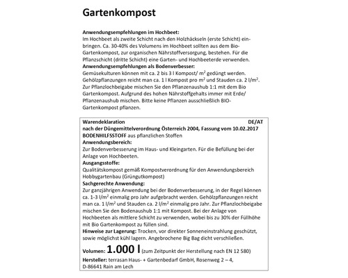 Informationen zu Gartenkompost, Anwendung und Produktdetails