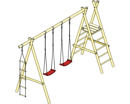 Holzschaukel mit Leiter und Plattform für den Garten