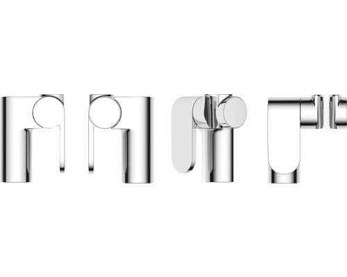 Verschiedene Ansichten einer verchromten Armatur
