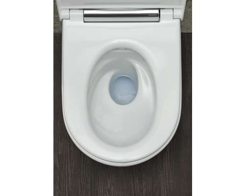Weiße Toilette von oben