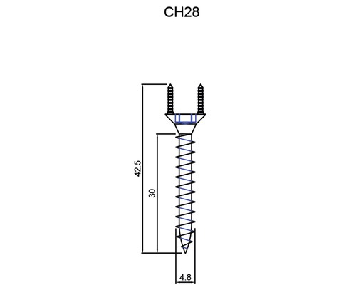 Technische Zeichnung einer Schraube mit Maßangaben