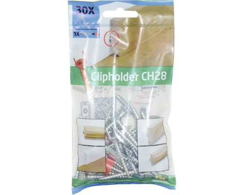 Clipholder CH28, 30er Packung zur Befestigung von Zierleisten