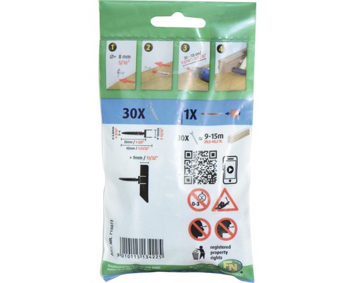 Verpackungseinheit mit Schrauben und Dübel