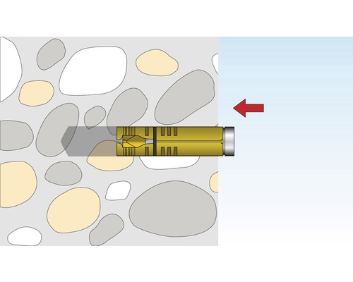 Illustration einer Dübelbefestigung in einer Wand