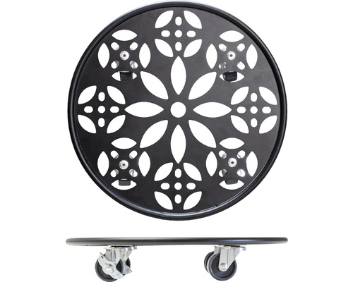 Runde Pflanzenroller aus Metall mit Rollen und Blumenmuster