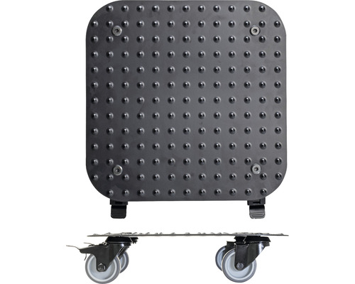 Rollbrett mit genoppter Oberfläche und Rollen