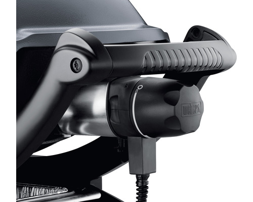 Detailansicht eines Weber Gasgrills mit Griff und Regler