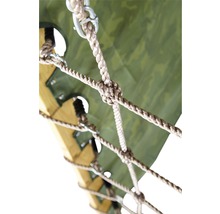 Doppelschaukel plum Holz Pyramide mit Kletternetz, Kletterwand und Rutsche grün