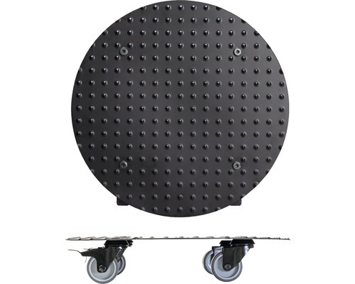 Möbelroller mit runder Trägerplatte und Rollen