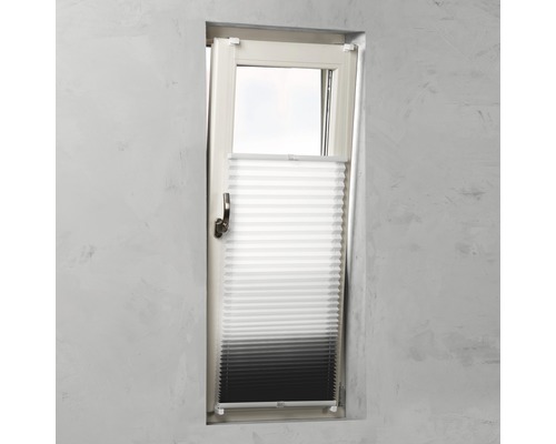 Fenster mit montiertem Faltstore für den Sicht- und Sonnenschutz