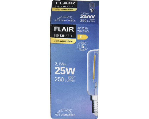 FLAIR LED Lampe T25 klar E14/2,1W(25W) 250 lm 2700 K
