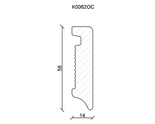 Skizze eines Profils mit den Maßen 58 mal 14 Millimeter