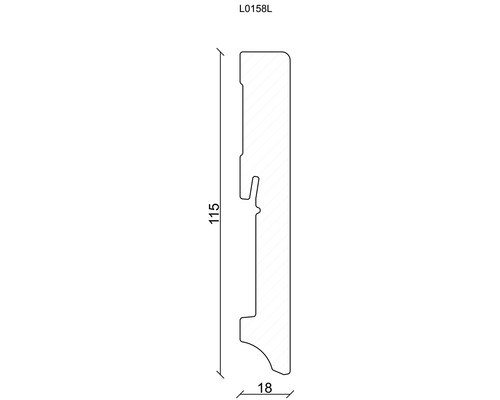 Profilleiste mit den Maßen 115 x 18 Millimeter als Schemazeichnung