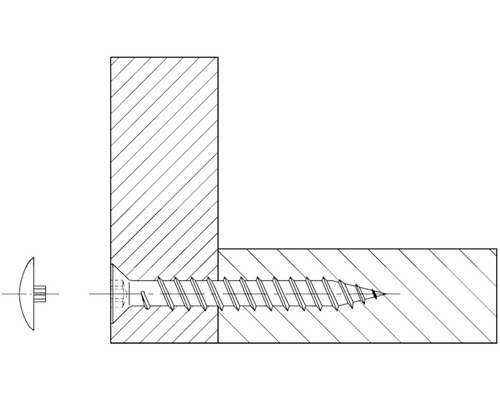 Schema einer Holzverbindung mit Schraube