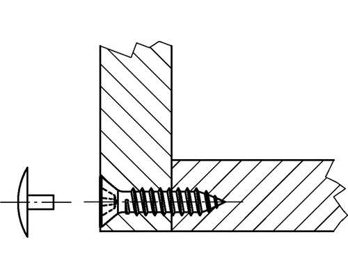 Illustration einer Holzschraube, die zwei Holzstücke verbindet