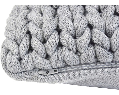 Grauer Strickkissenbezug mit Reißverschluss