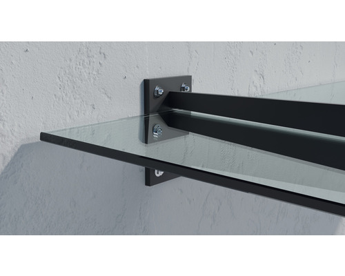 Glasboden mit Metallhalterung zur Wandmontage