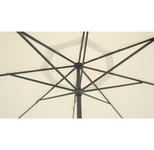 Innenansicht eines Sonnenschirms mit Gestell und Stoffbespannung