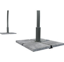 Sonnenschirmständer aus Steinplatten mit Stahlrahmen