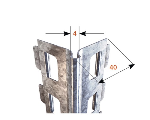 Metalleckwinkel mit den Maßen 4 Millimeter und 40 Millimeter