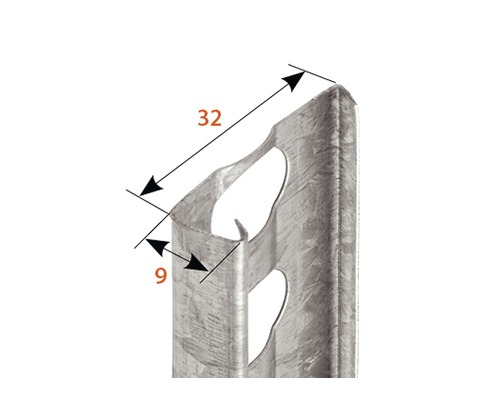 Metall Pfosten mit den Maßen 32 und 9