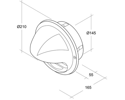 Technische Zeichnung einer Außenleuchte mit Maßangaben