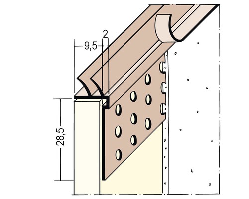 PROTEKTOR Anschlussprofil Hart-PVC inkl. Dichtlippe für Trockenbau ab 9,5 mm für Putzstärke 1 mm 3000 mm x 28,5 mm x 9,5 mm Pack = 30 St