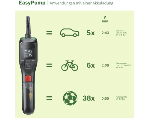 Akku Druckluftpumpe Reifenf ller Bosch EasyPump 3 6V HORNBACH