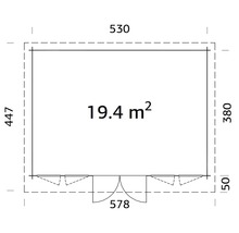 Gartenhaus Lisa 19,4 m² inkl. Fußboden 530 x 380 cm natur-thumb-2