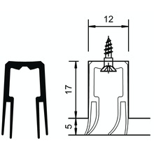 Automatische Türbodendichtung Länge 1084 mm Nutbreite 15 mm aluminium
