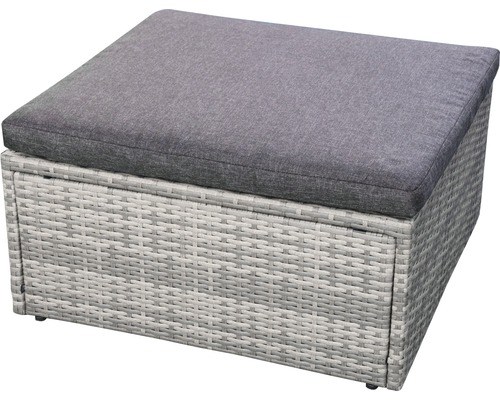 Gartenhocker mit grauer Sitzauflage