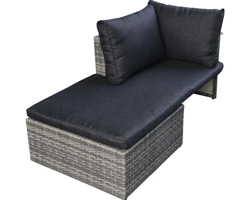 Gartenlounge-Eckelement mit grauer Rattanoptik und Polster