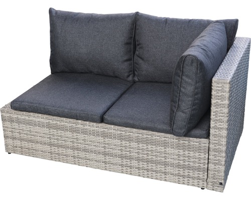 Graues Gartenlounge Eckelement aus Rattan mit Polster