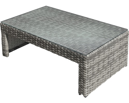 Gartentisch aus Polyrattan mit Glasplatte