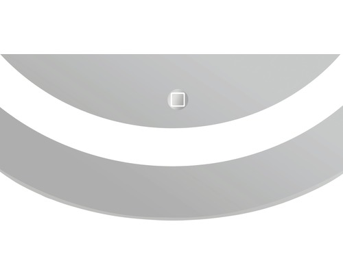 Ausschnitt eines Spiegels mit Beleuchtung und Bedienfeld