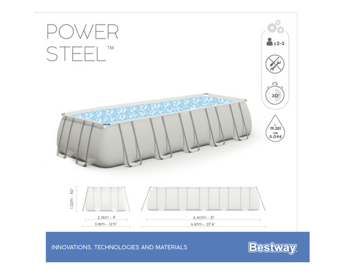 Bestway Power Steel Frame Pool mit Montageinformationen