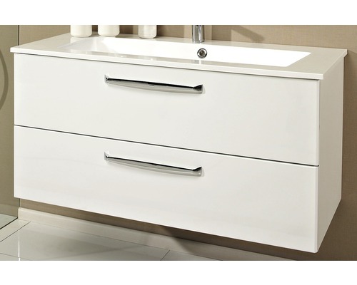 Waschtischunterschrank mit zwei Schubladen und Aufsatzwaschbecken