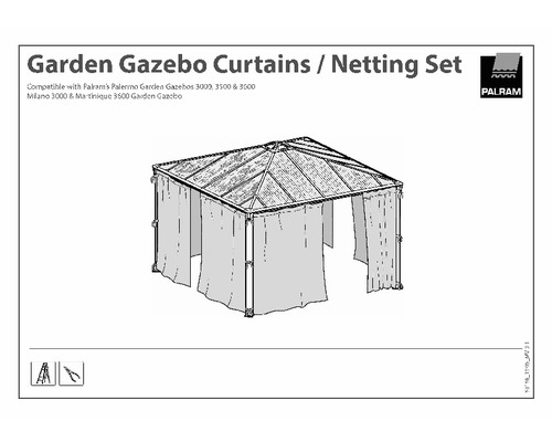 Pavillon Palram – Canopia Palermo Premium 3000 Garden Gazebo inkl. Vorhangset 295 x 295 cm anthrazit