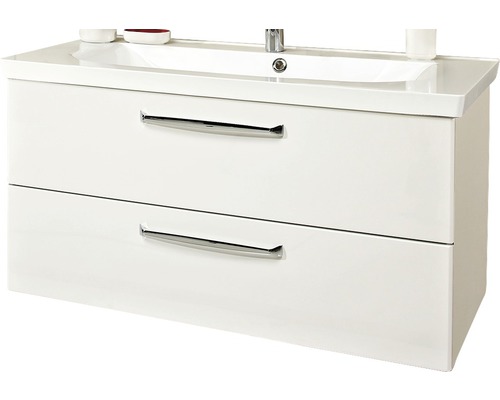 Waschtischunterschrank mit zwei Schubladen und Aufsatzwaschbecken